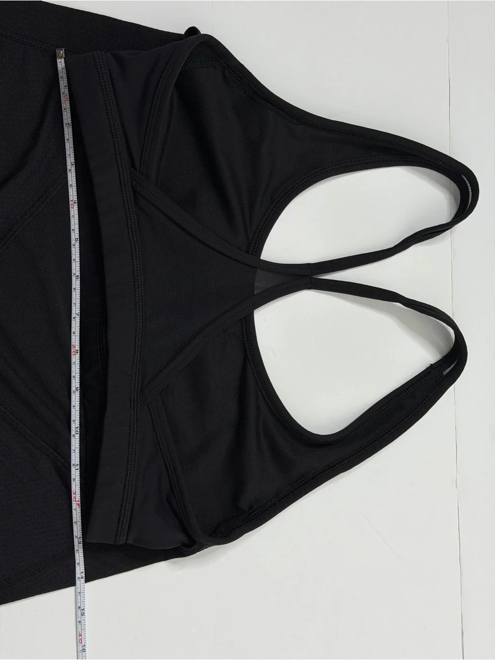 Lululemon Black Minimalist Tank W/Racerback Sport Bra Open Back Drape Size 6